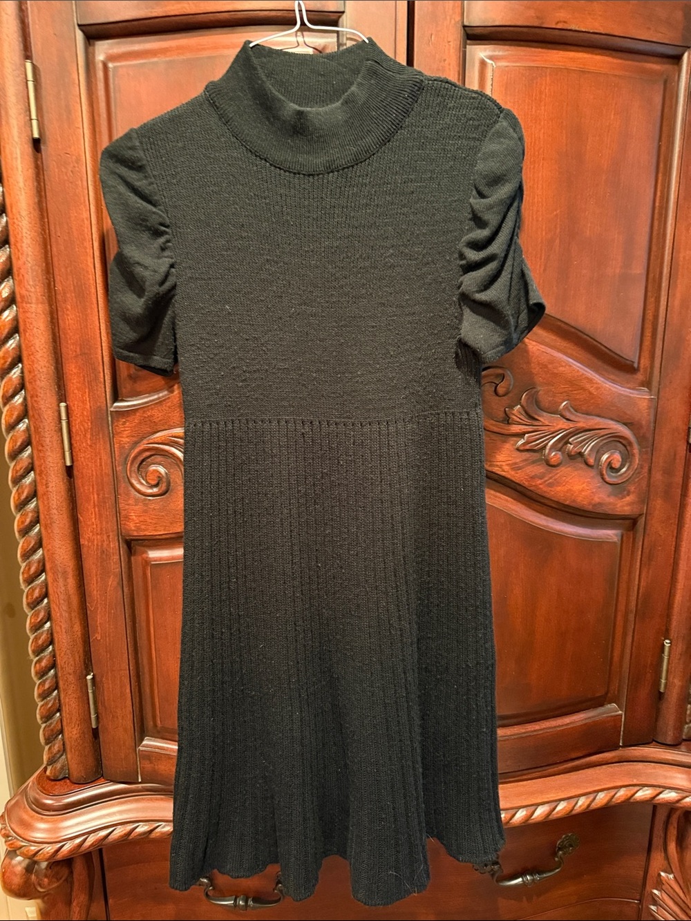 Kim Rogers Black Knit Midi Turtleneck Dress
